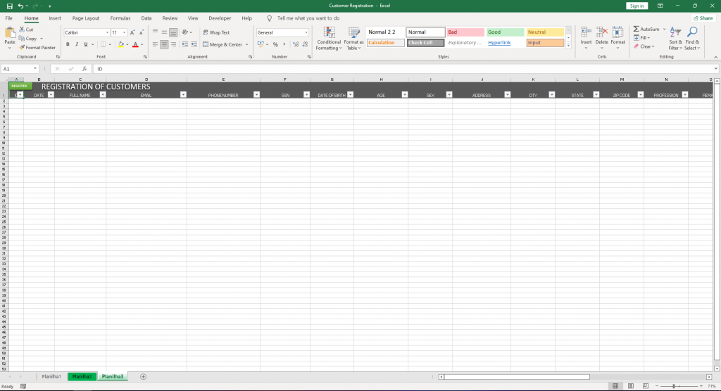 Customer Registration Spreadsheet Excel VBA Spreadsheets Templates