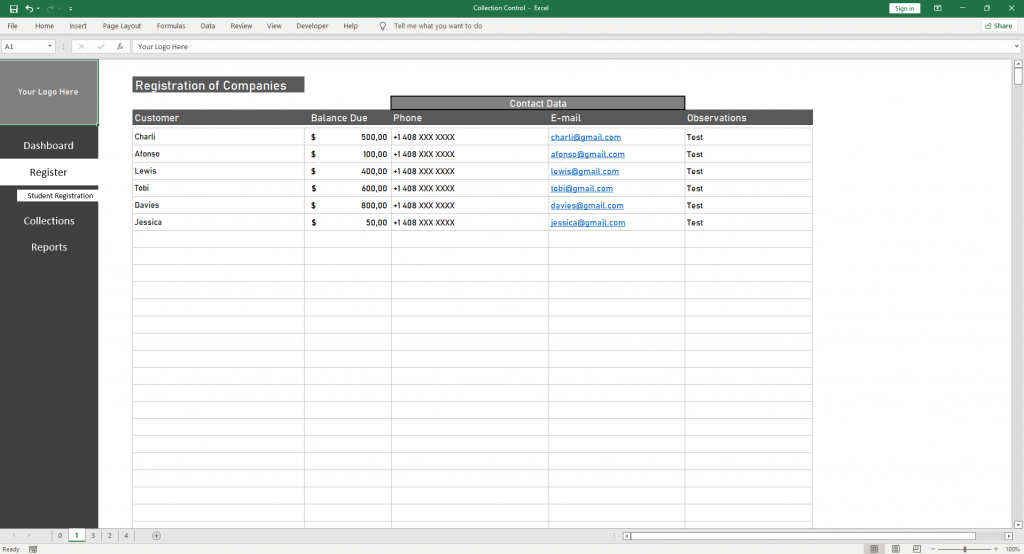 Collection Control Worksheet - Spreadsheets Templates